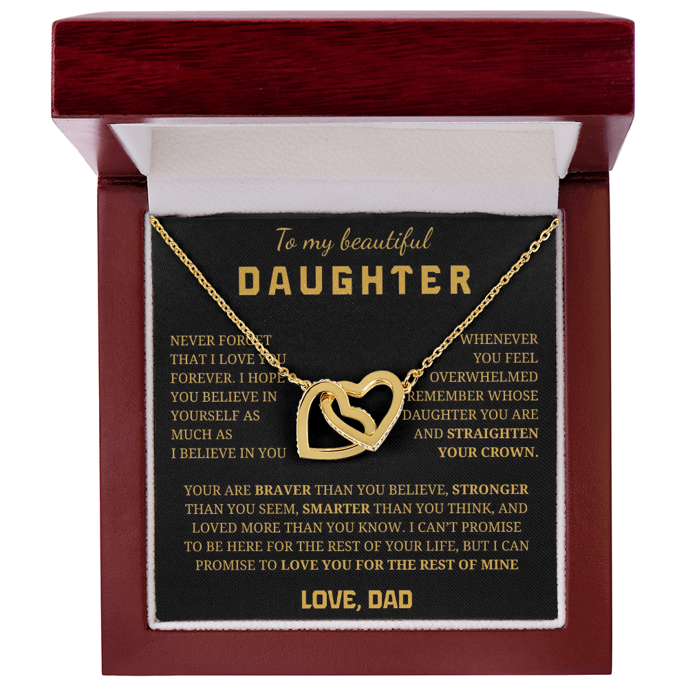 To My Beautiful Daughter Interlocking Hearts Necklace