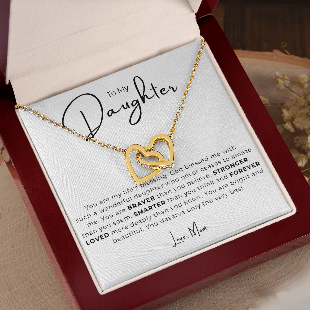To My Daughter Interlocking Hearts Necklace