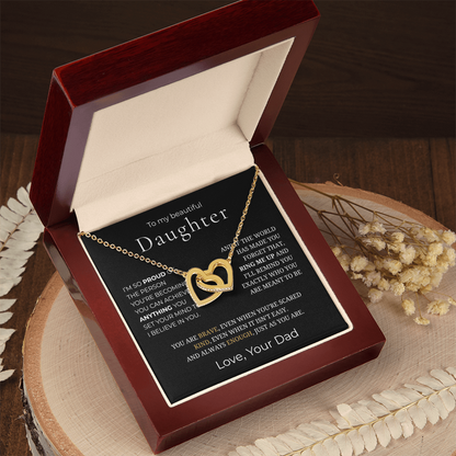 To My Daughter Interlocking Hearts Necklace
