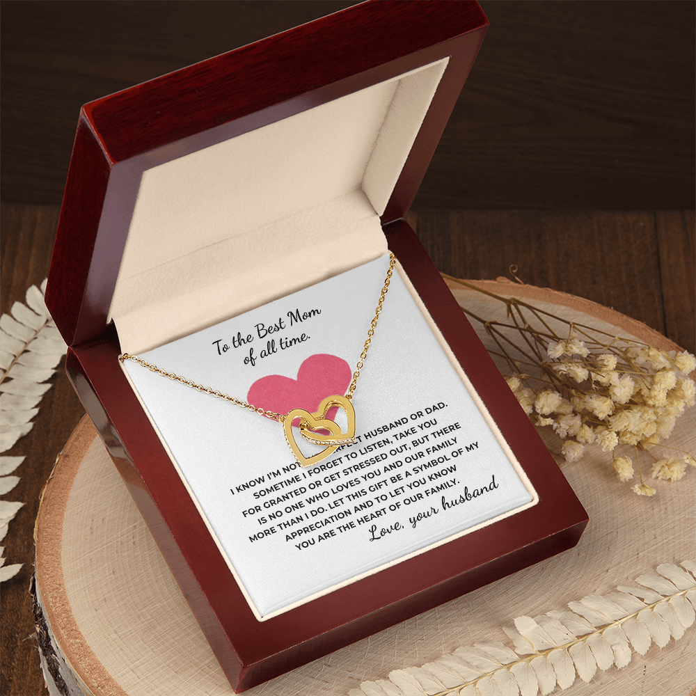 To The Best Mom of All Time Interlocking Hearts Necklace