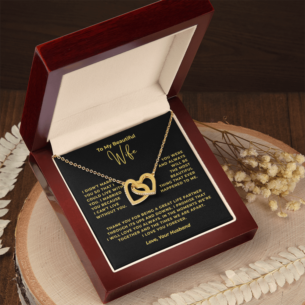 To My Beautiful Wife Interlocking Hearts Necklace