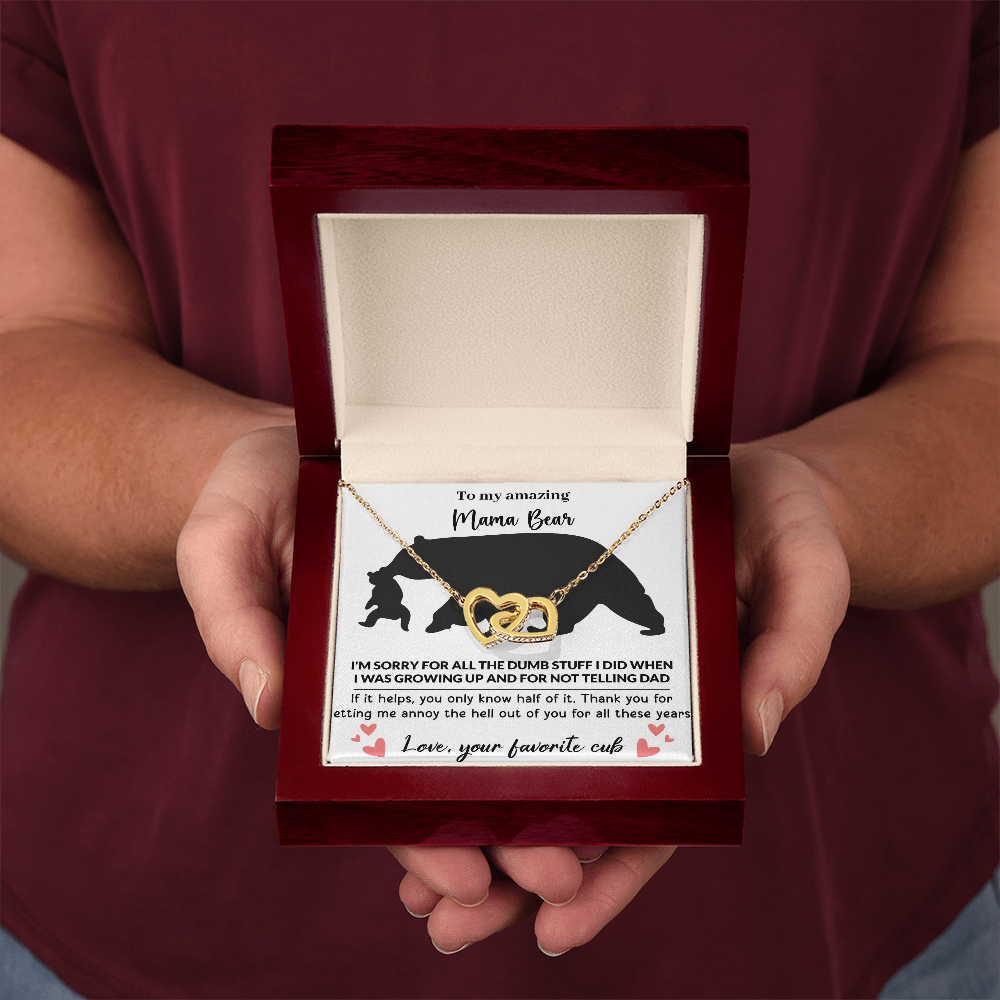 Mama Bear Interlocking Hearts Necklace