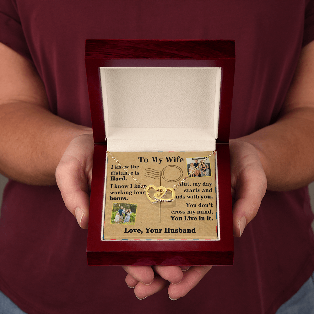To My Wife Interlocking Hearts Necklace With 2 Photos