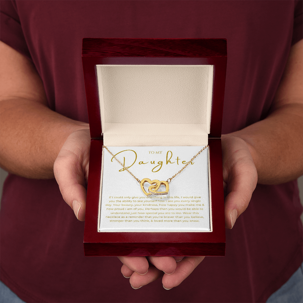 To My Daughter Interlocking Hearts Necklace