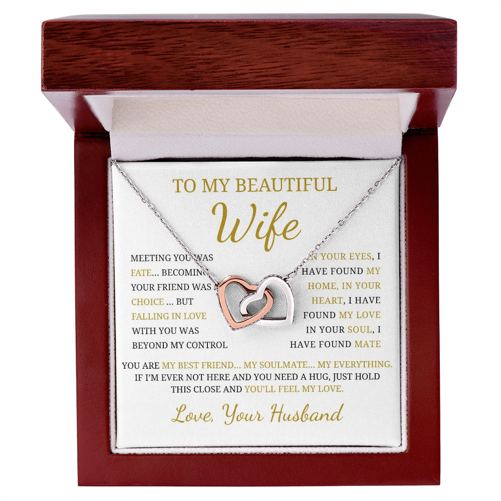 To My Beautiful Wife  Interlocking Hearts Necklace