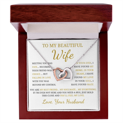 To My Beautiful Wife  Interlocking Hearts Necklace