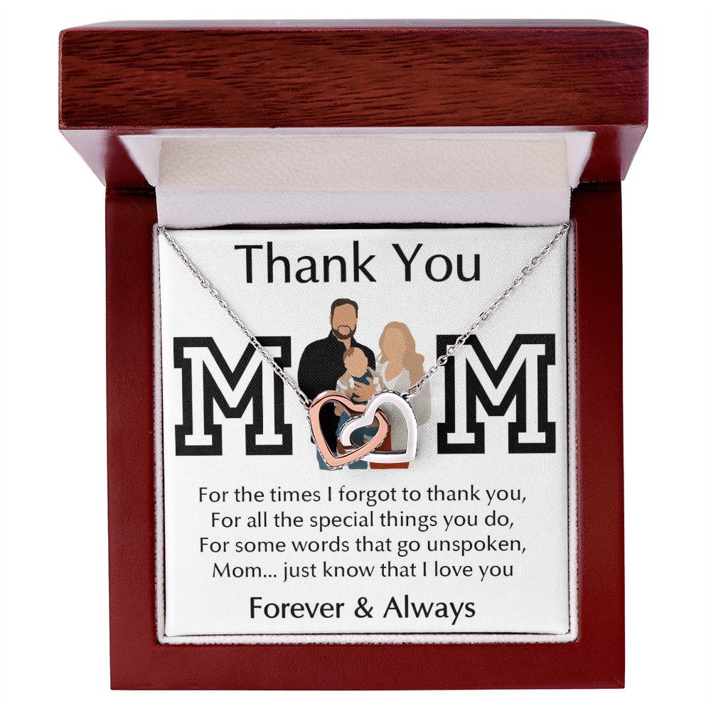 Thank You Mom Interlocking Hearts Necklace