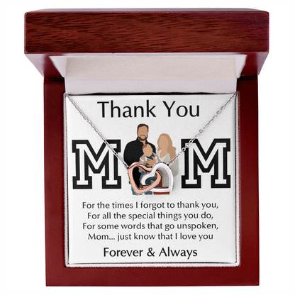 Thank You Mom Interlocking Hearts Necklace