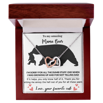 Mama Bear Interlocking Hearts Necklace
