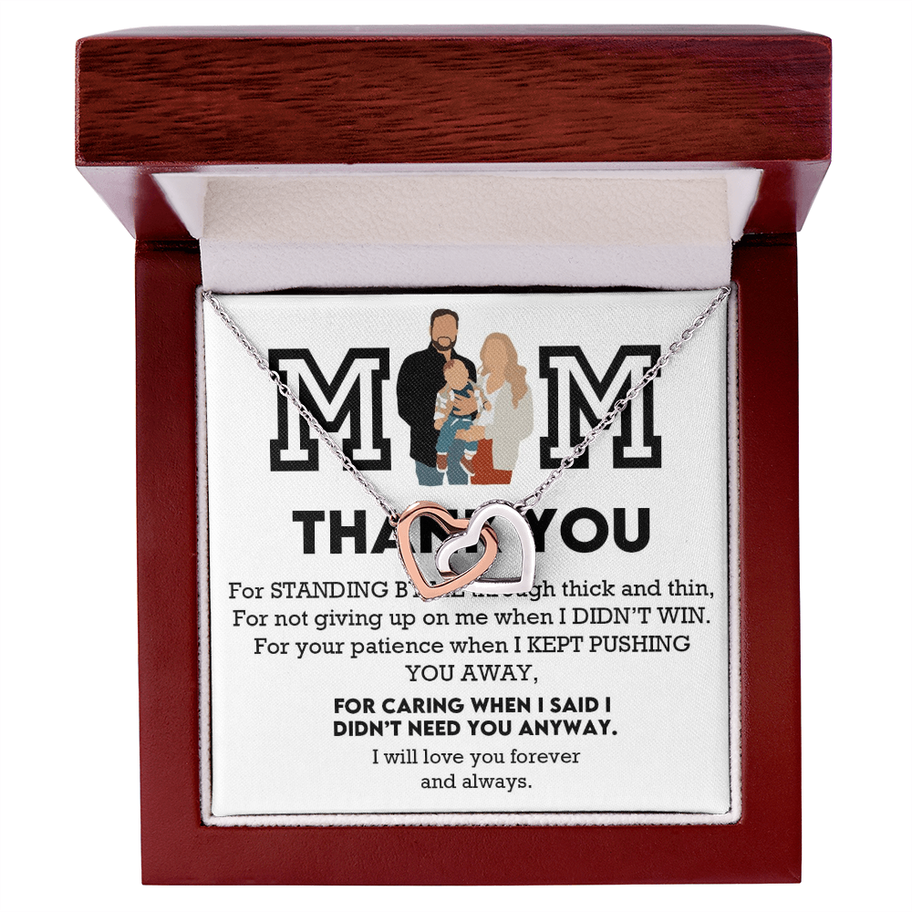 Mom Thank You Interlocking Hearts Necklace