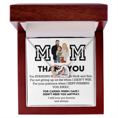 Mom Thank You Interlocking Hearts Necklace