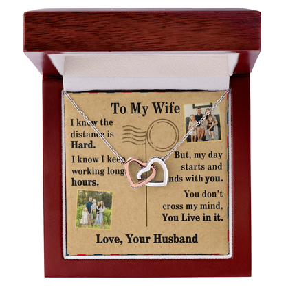 To My Wife Interlocking Hearts Necklace With 2 Photos