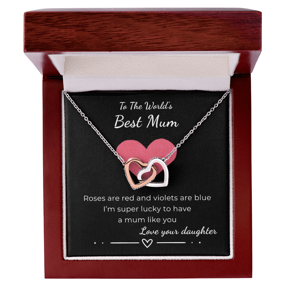 To The World's Best Mom Interlocking Hearts Necklace