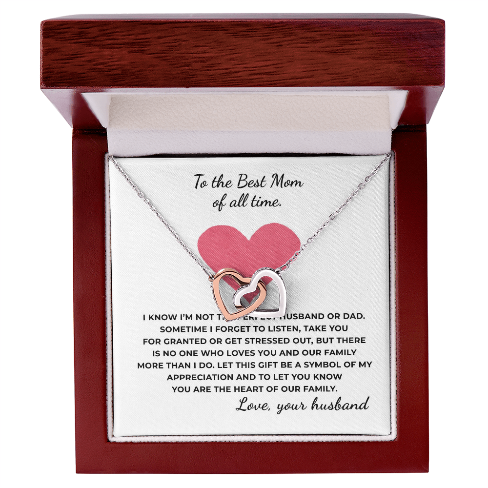 To The Best Mom of All Time Interlocking Hearts Necklace