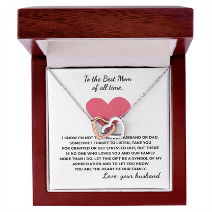 To The Best Mom of All Time Interlocking Hearts Necklace