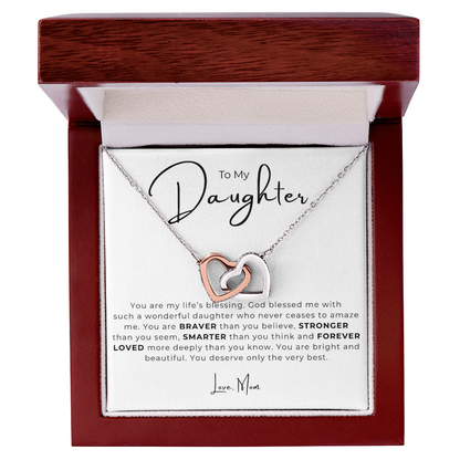 To My Daughter Interlocking Hearts Necklace