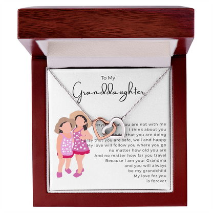 To My Granddaughter Interlocking Hearts Necklace