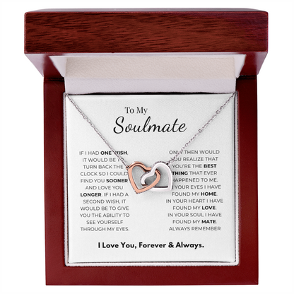 To My Soulmate Interlocking Hearts Necklace