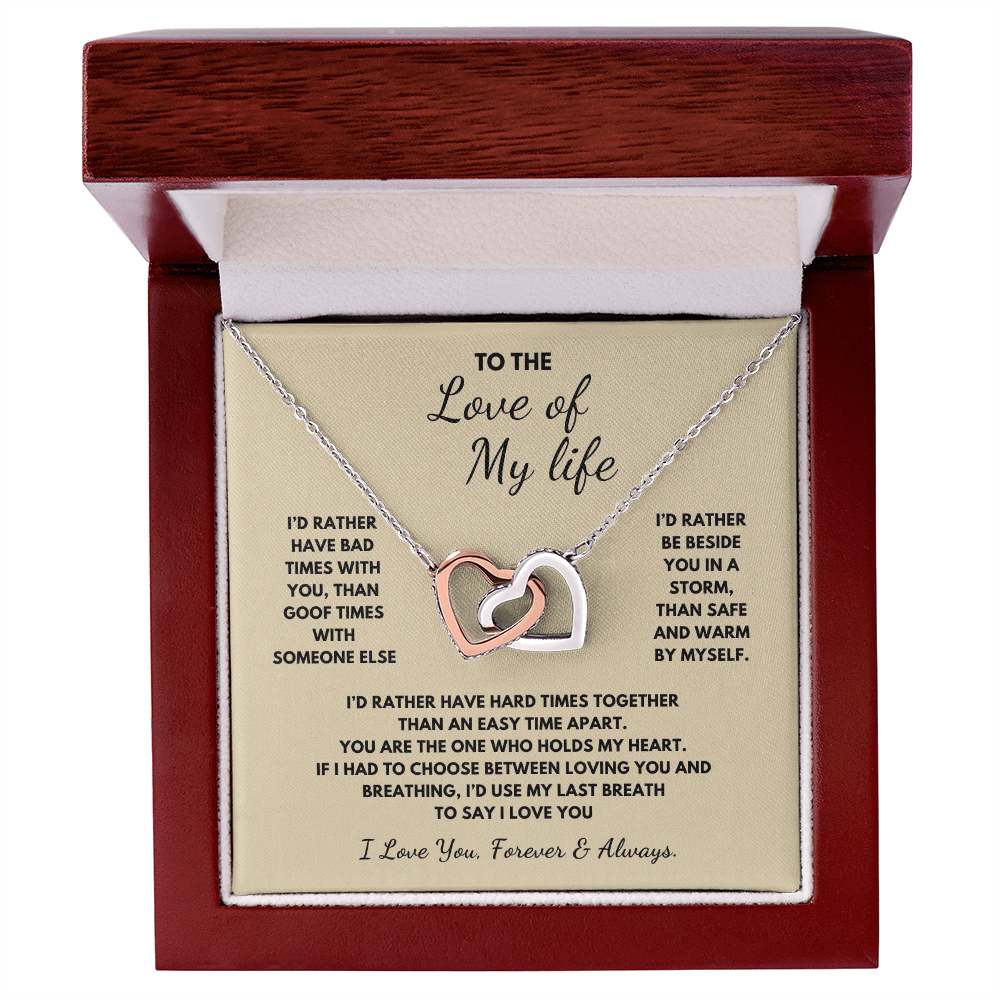 To The Love of My Life  Interlocking Hearts Necklace