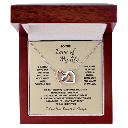 To The Love of My Life  Interlocking Hearts Necklace
