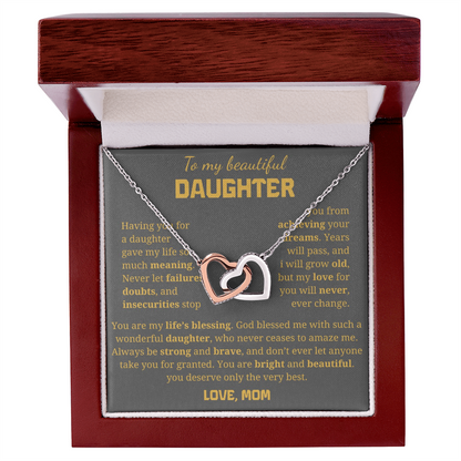 To My Beautiful Daughter Interlocking Hearts Necklace