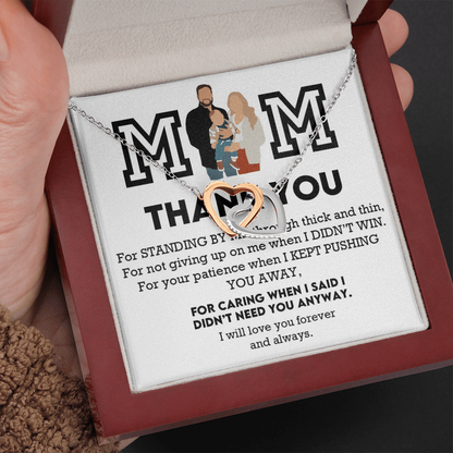 Mom Thank You Interlocking Hearts Necklace