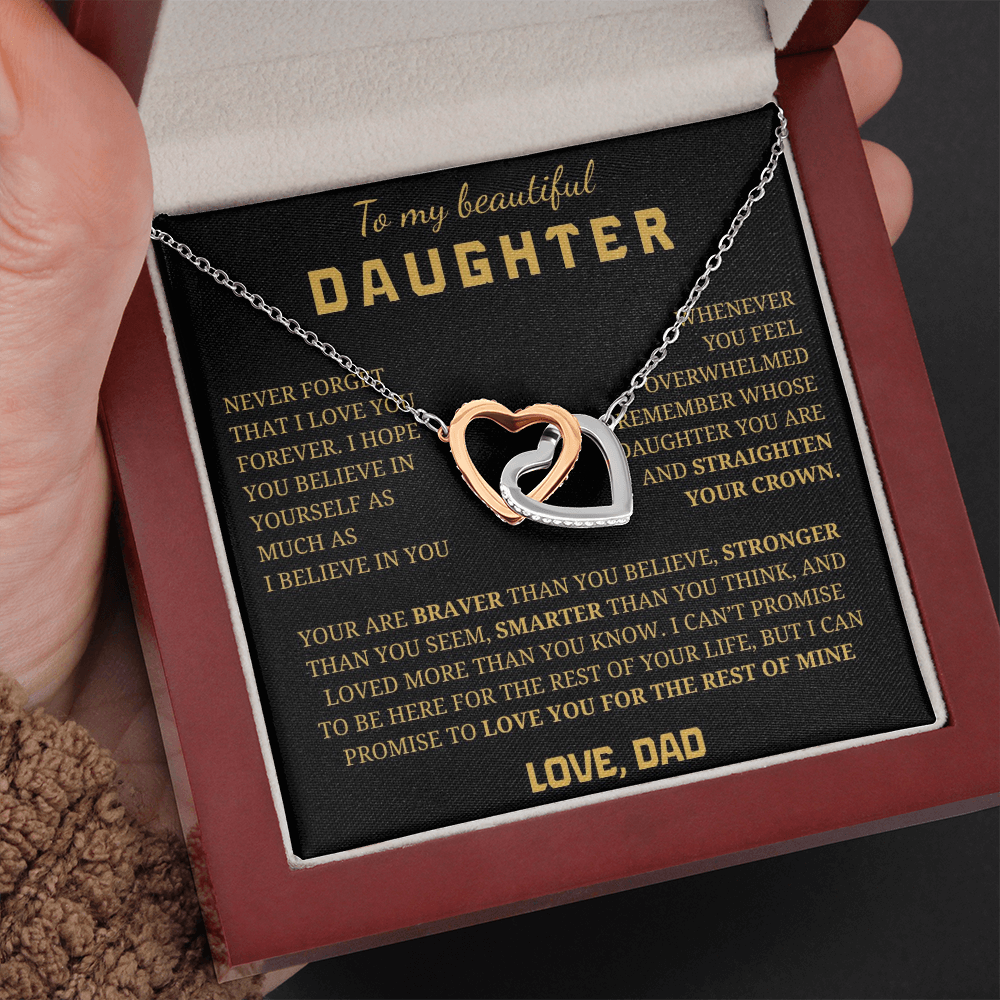 To My Beautiful Daughter Interlocking Hearts Necklace