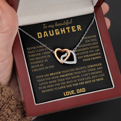 To My Beautiful Daughter Interlocking Hearts Necklace