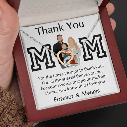 Thank You Mom Interlocking Hearts Necklace