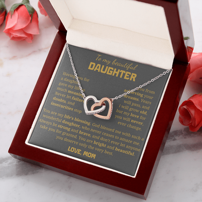 To My Beautiful Daughter Interlocking Hearts Necklace