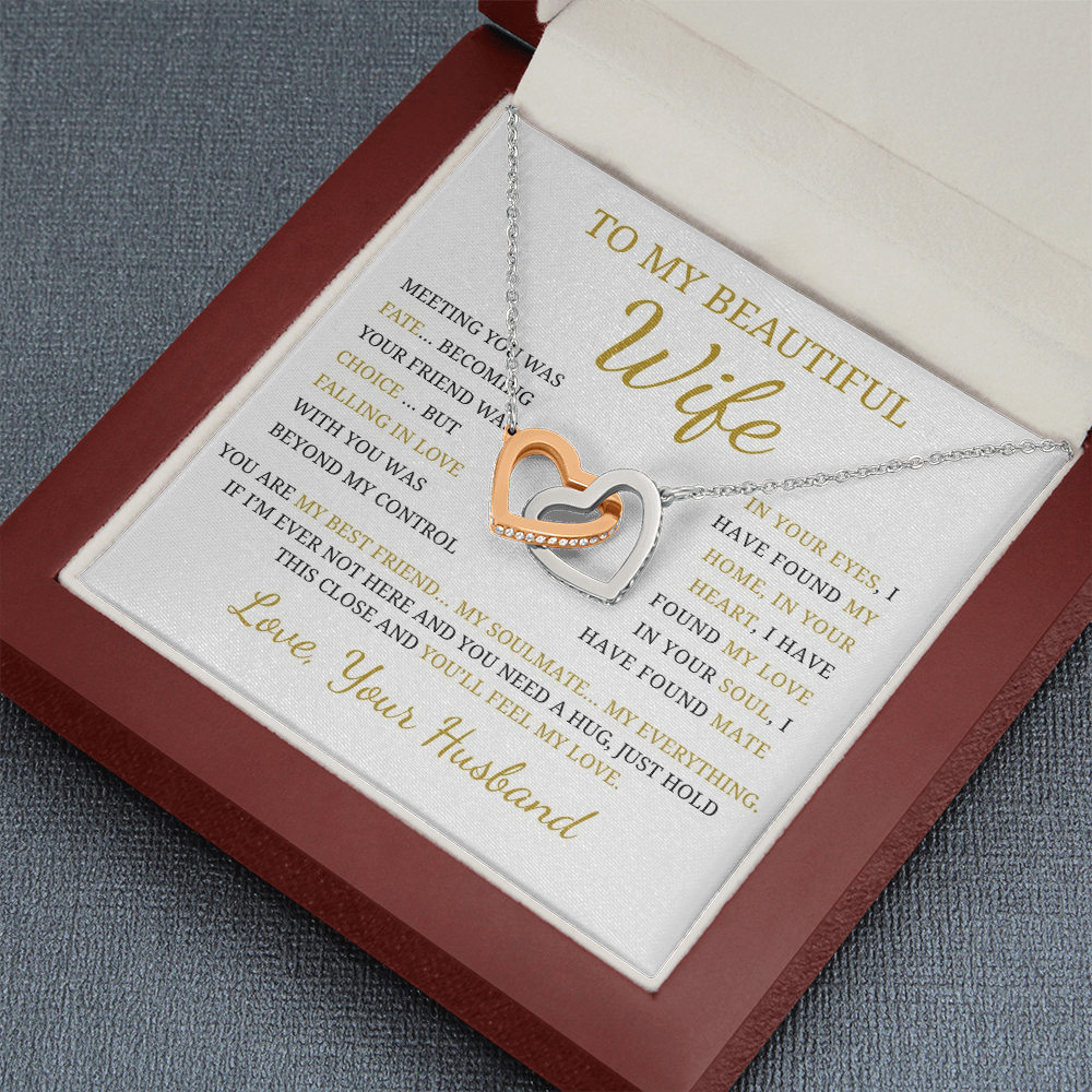 To My Beautiful Wife  Interlocking Hearts Necklace