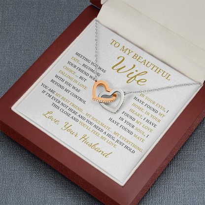To My Beautiful Wife  Interlocking Hearts Necklace