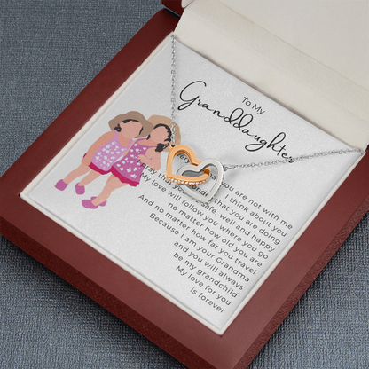 To My Granddaughter Interlocking Hearts Necklace