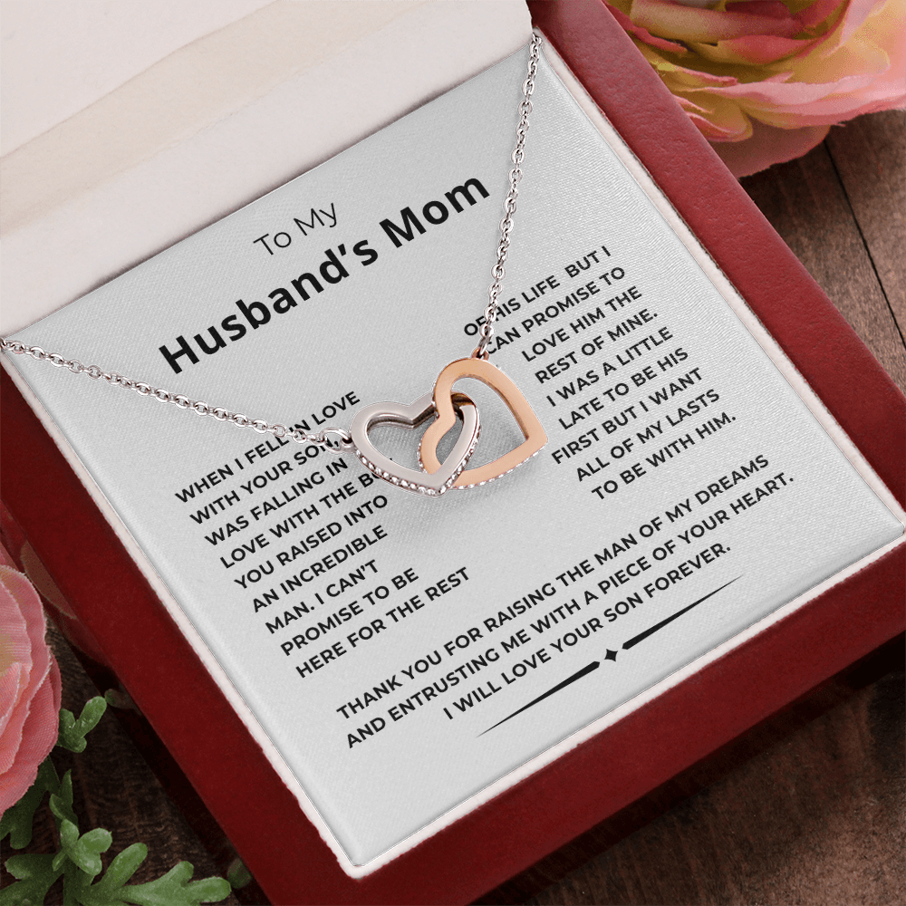 To My Husband's Mom Interlocking Hearts Necklace