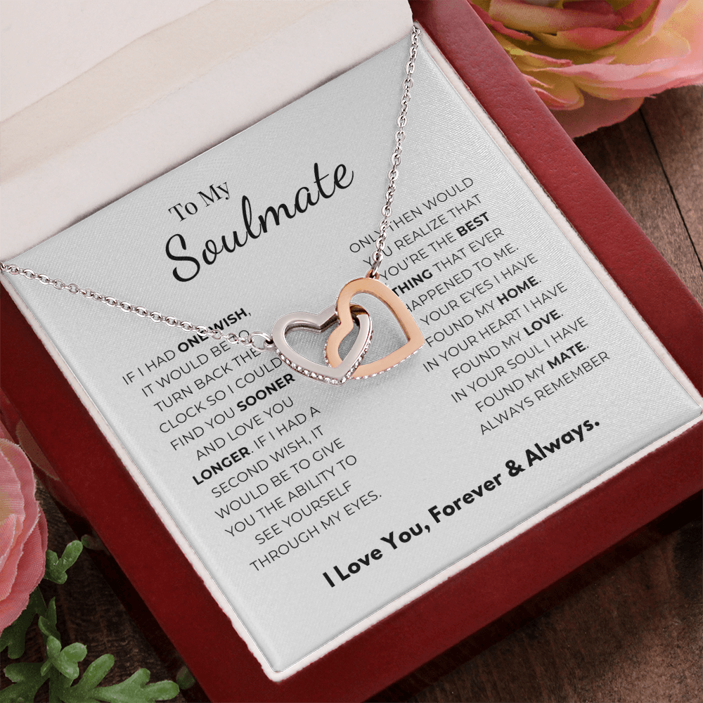 To My Soulmate Interlocking Hearts Necklace