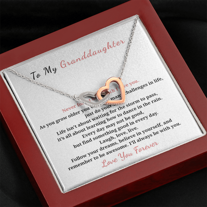 To My Granddaughter Interlocking Hearts Necklace