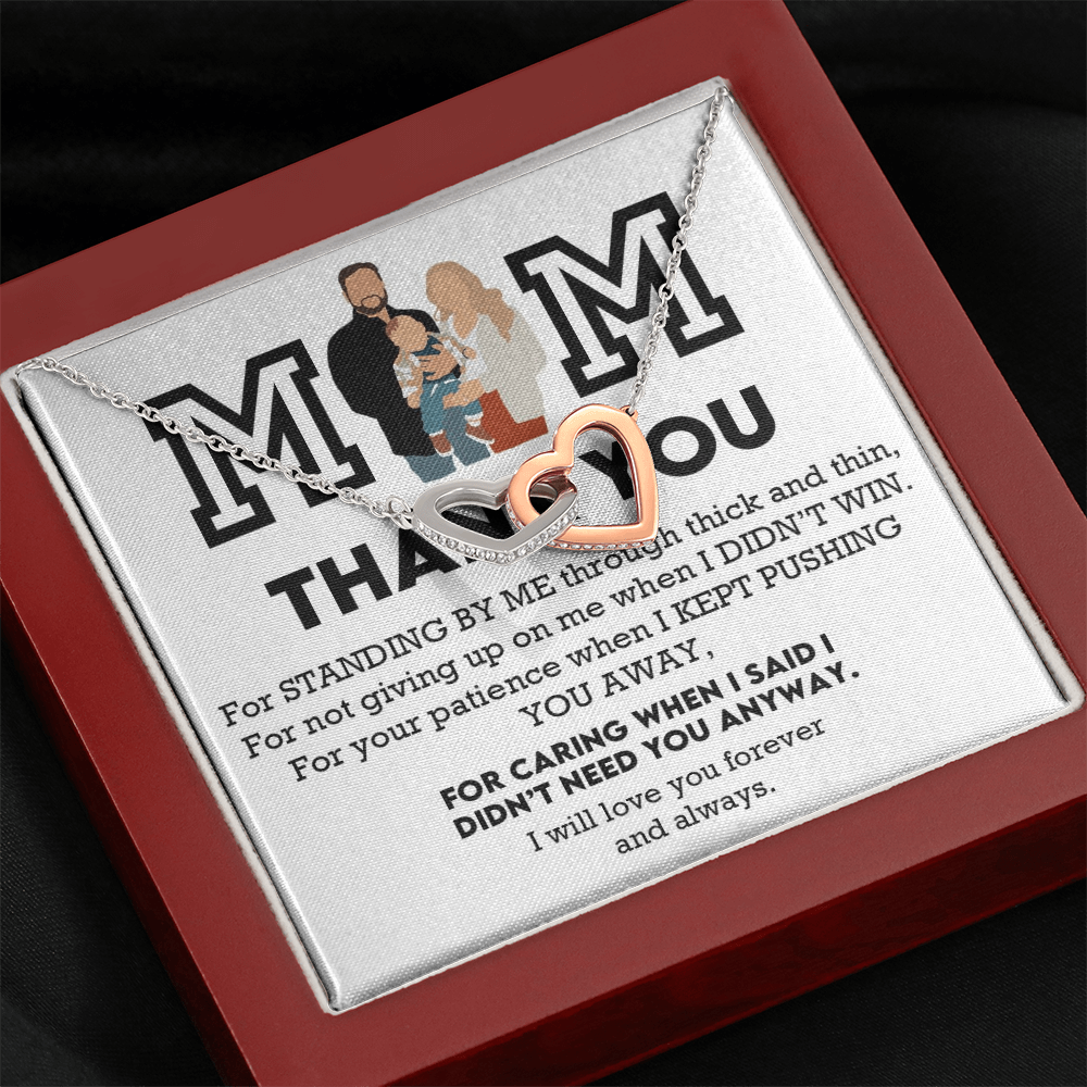 Mom Thank You Interlocking Hearts Necklace