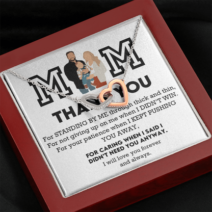 Mom Thank You Interlocking Hearts Necklace