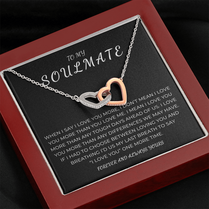 To My Soulmate Interlocking Hearts Necklace