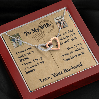 To My Wife Interlocking Hearts Necklace With 2 Photos