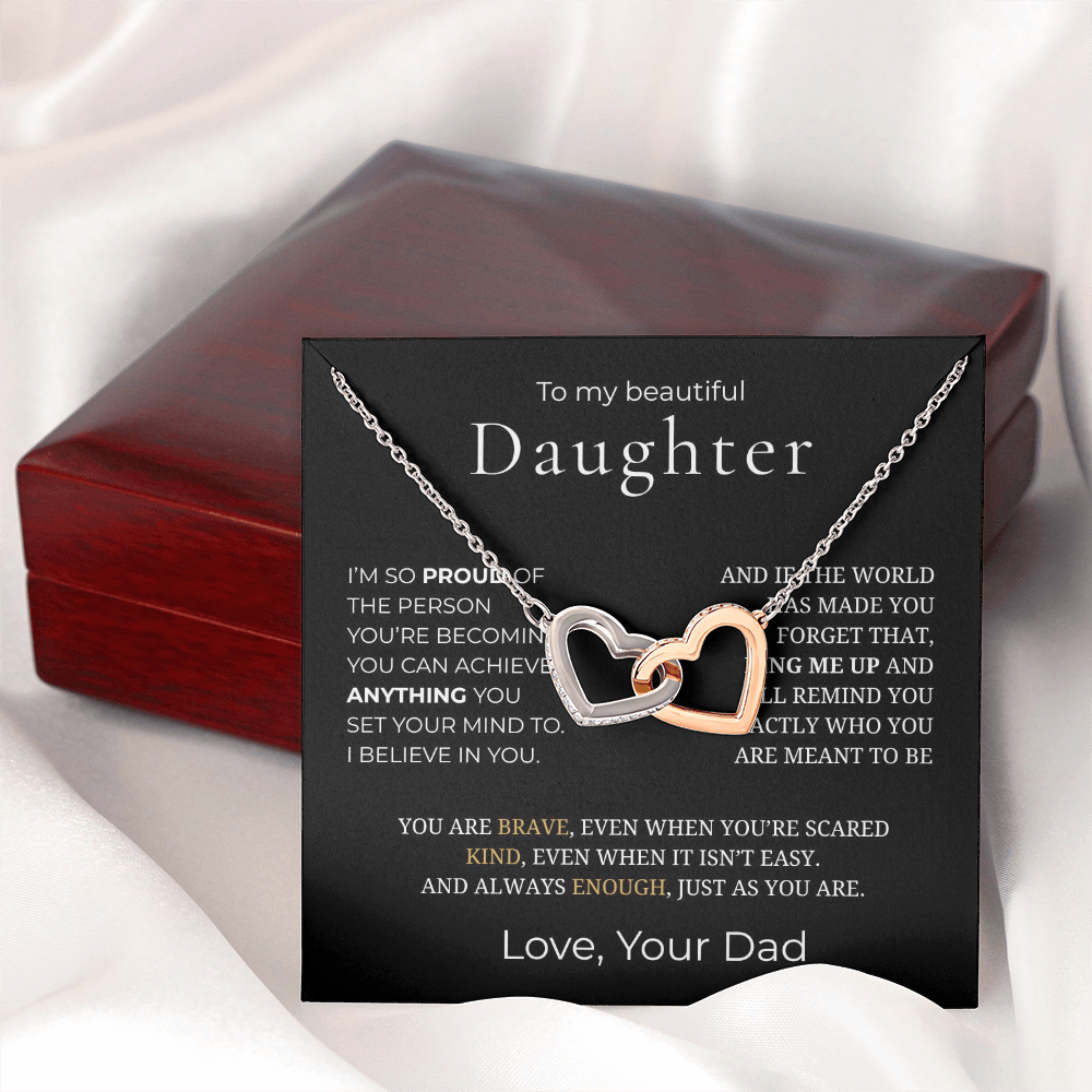 To My Daughter Interlocking Hearts Necklace