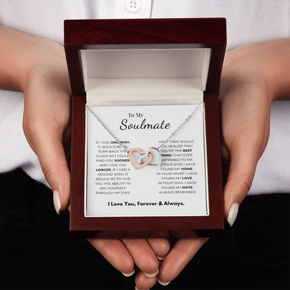 To My Soulmate Interlocking Hearts Necklace