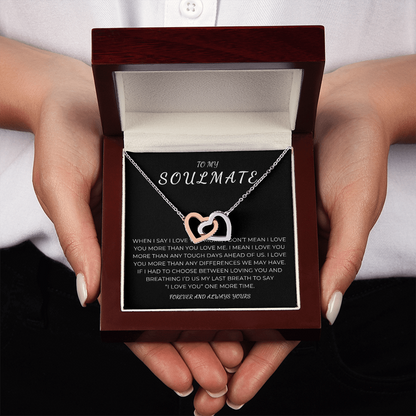 To My Soulmate Interlocking Hearts Necklace