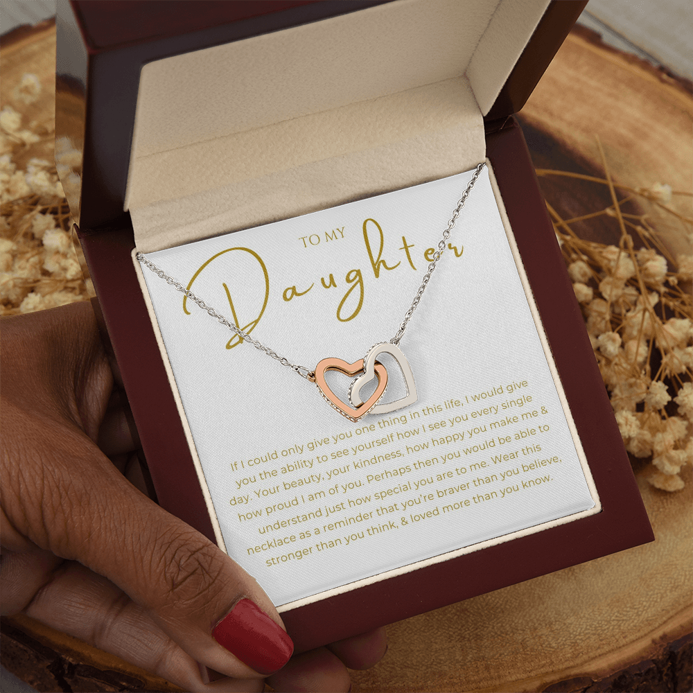 To My Daughter Interlocking Hearts Necklace