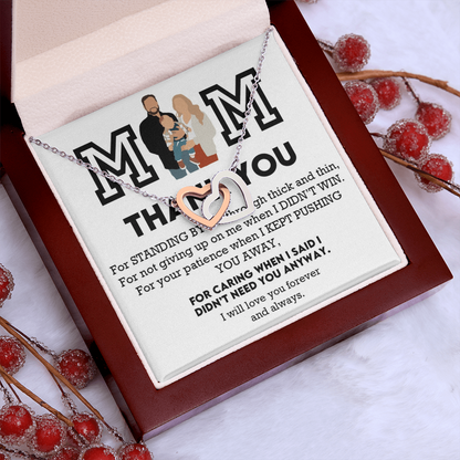 Mom Thank You Interlocking Hearts Necklace
