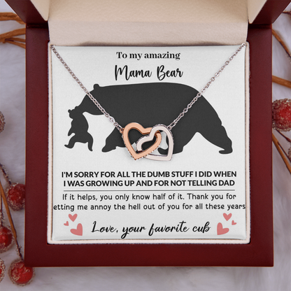 Mama Bear Interlocking Hearts Necklace