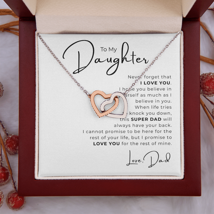 To My Daughter Interlocking Hearts Necklace