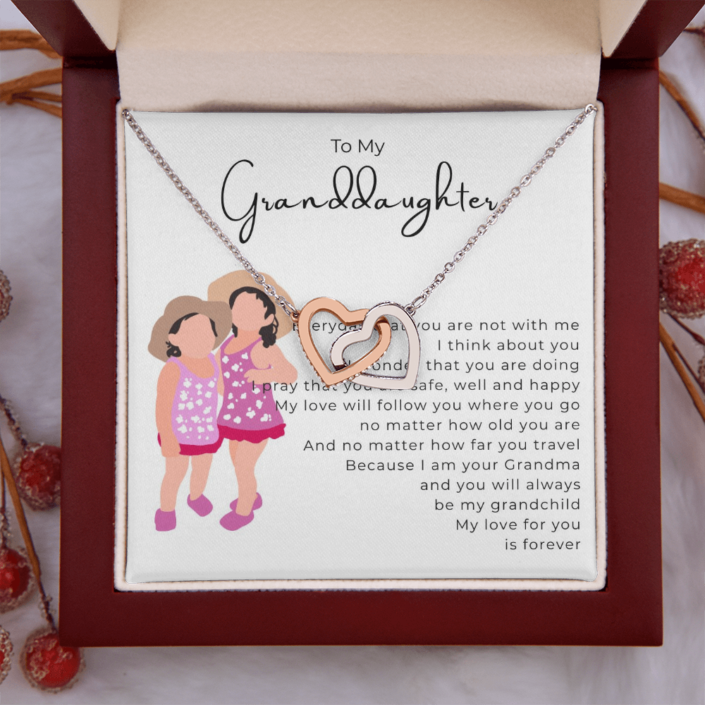 To My Granddaughter Interlocking Hearts Necklace