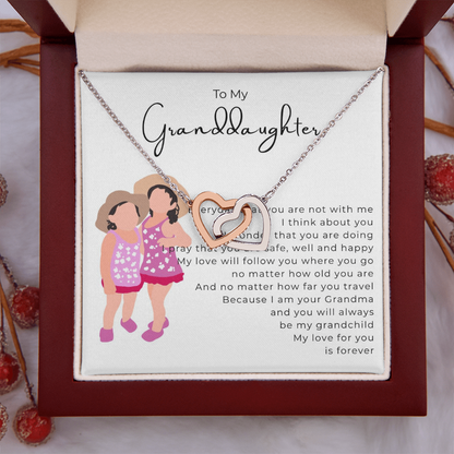 To My Granddaughter Interlocking Hearts Necklace