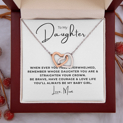To My Daughter Interlocking Hearts Necklace